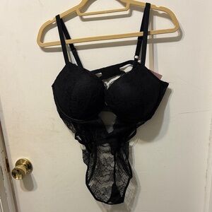 NWT Victoria's Secret Black Lace Bra Bodysuit